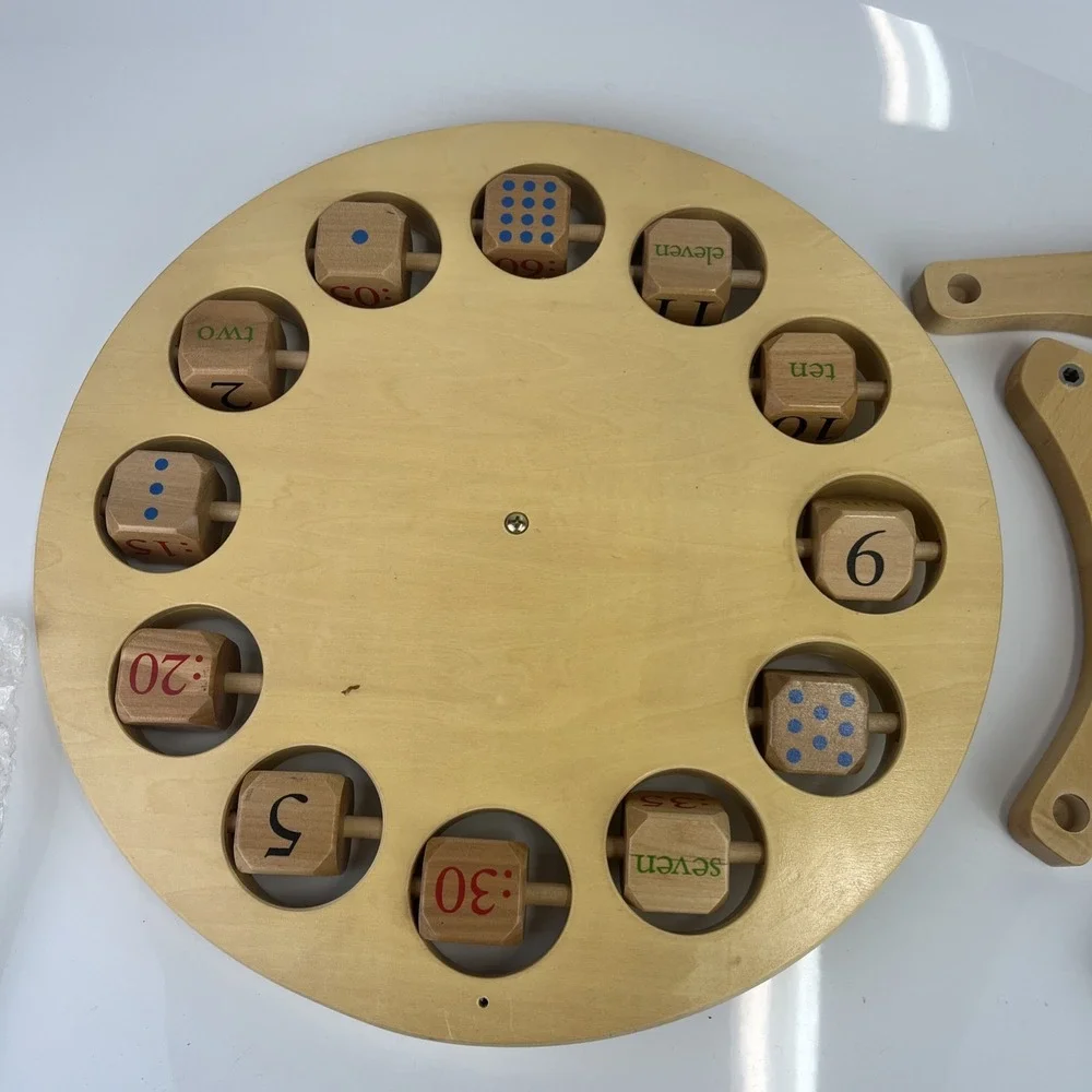 Pottery Barn Kids Hardwood Clock – Telling Time Learning Toy – Rare Discontinued